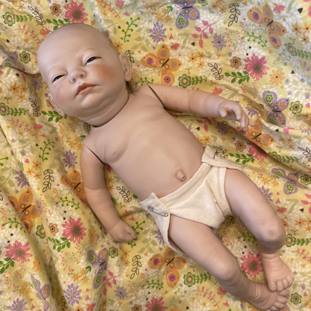 Newborn Porcelain Baby Boy Doll Anatomical Open Blue Eyes